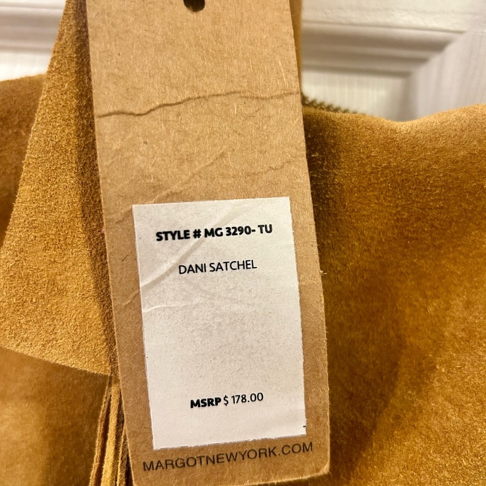 margot Mustard Suede Tote Bag with Tassel - Picture 6 of 6